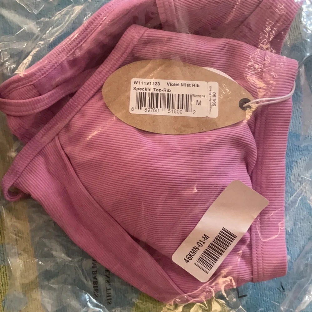 PRANA NWT Speckle Rib-Knit Bikini Top Violet Mist - Picture 5 of 6